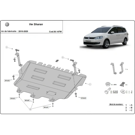 Ocelový kryt motoru Volkswagen Sharan - Webasto (2010-2020)