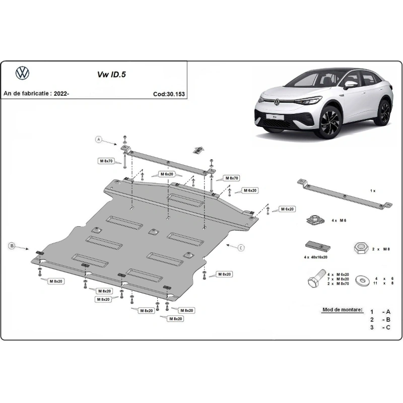 Ocelový kryt motoru Volkswagen ID 5 - elektrický (2022-2025)