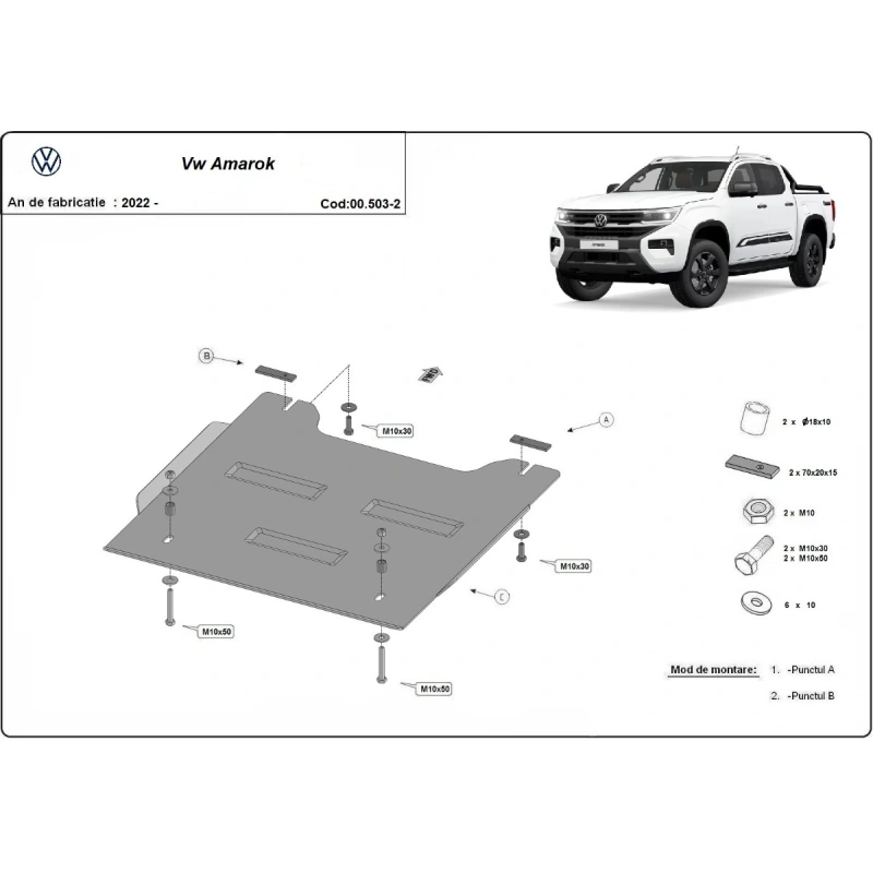 Ocelový kryt reduktoru Volkswagen AmaRok výroby (2022-2025)