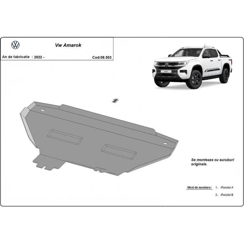 Ocelový kryt chladiče Volkswagen AmaRok výroby (2022-2025)
