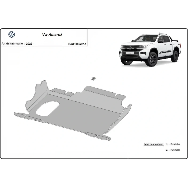 Ocelový kryt motoru Volkswagen AmaRok výroby (2022-2025)